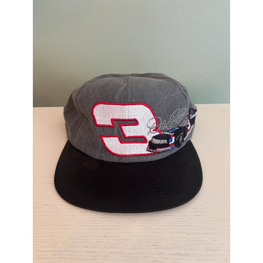 Vintage Dale Earnhardt Sr 3 Goodwrench Hat Sports Image Snapback Grey Black USA